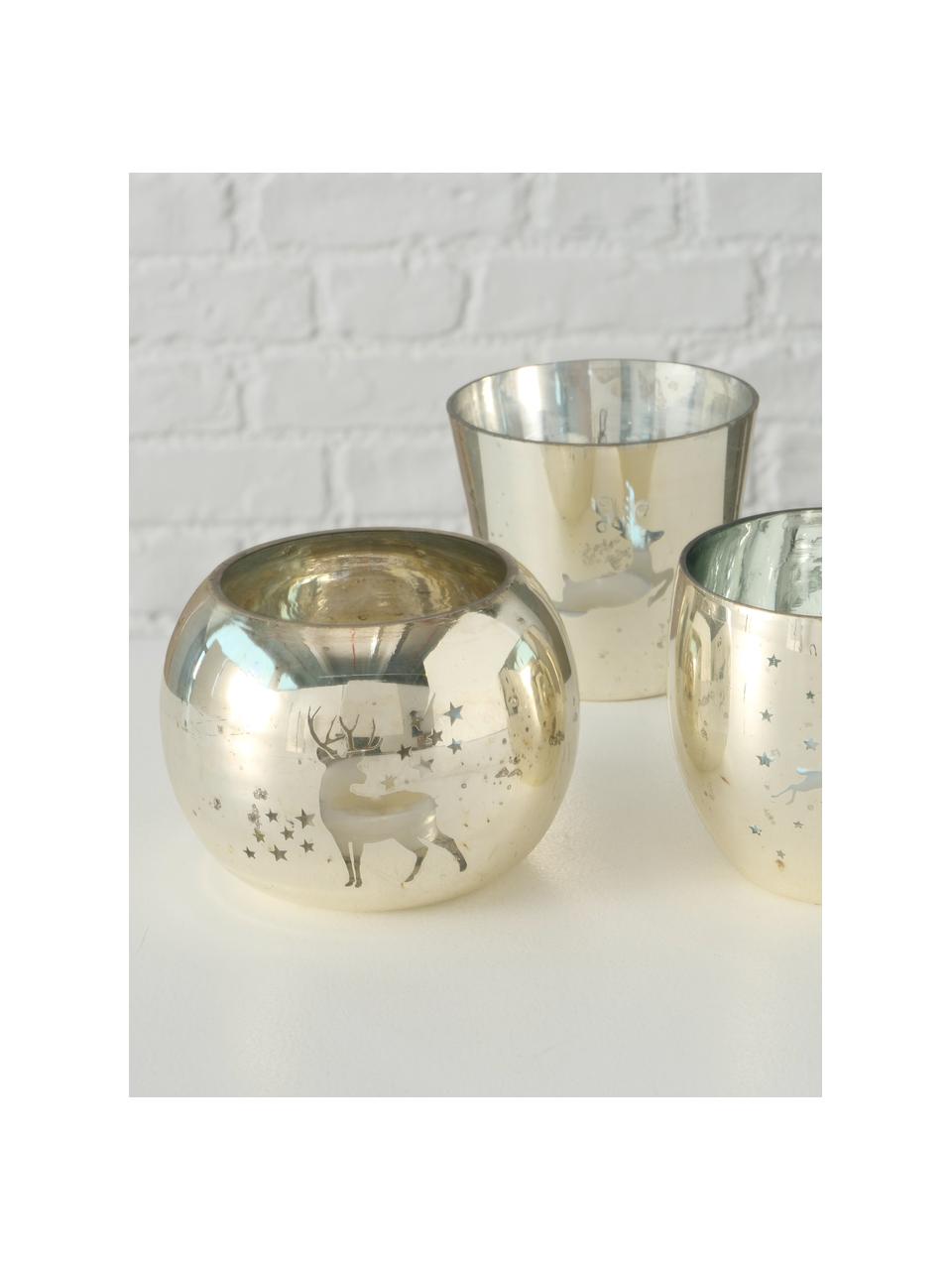 Teelichthalter-Set Givoletto, 3-tlg., Glas, Goldfarben, Ø 10 x H 9 cm