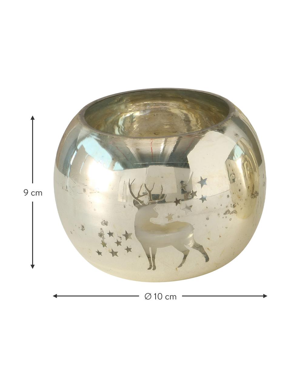 Waxinelichthoudersset Givoletto, 3-delig, Glas, Goudkleurig, Ø 10 x H 9 cm