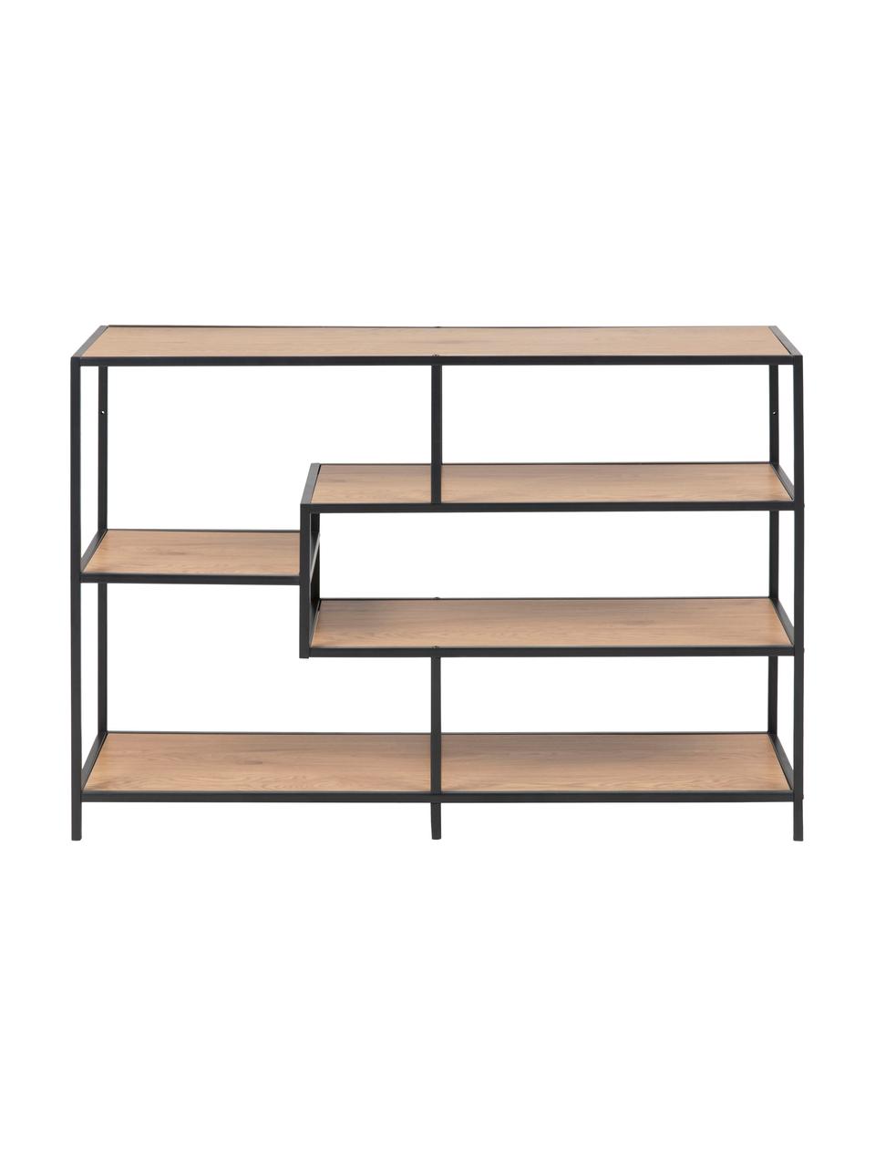 Estantería de madera y metal Seaford, Estantes: tablero de fibras de dens, Estructura: metal con pintura en polv, Madera de roble, An 114 x Al 78 cm