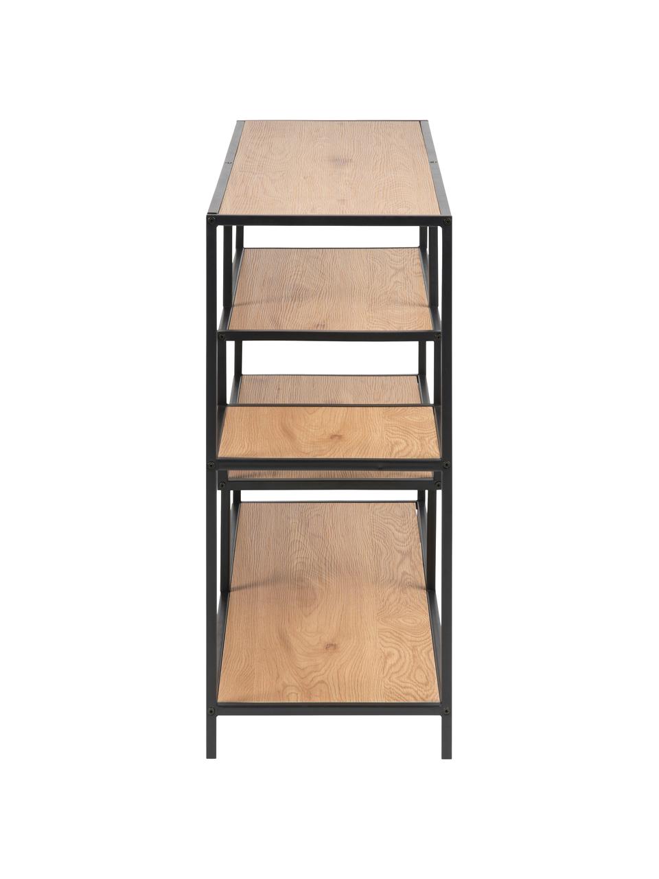 Wandrek Seaford van hout en metaal, Frame: gepoedercoat metaal, Wild eikenhout, B 114 x H 78 cm