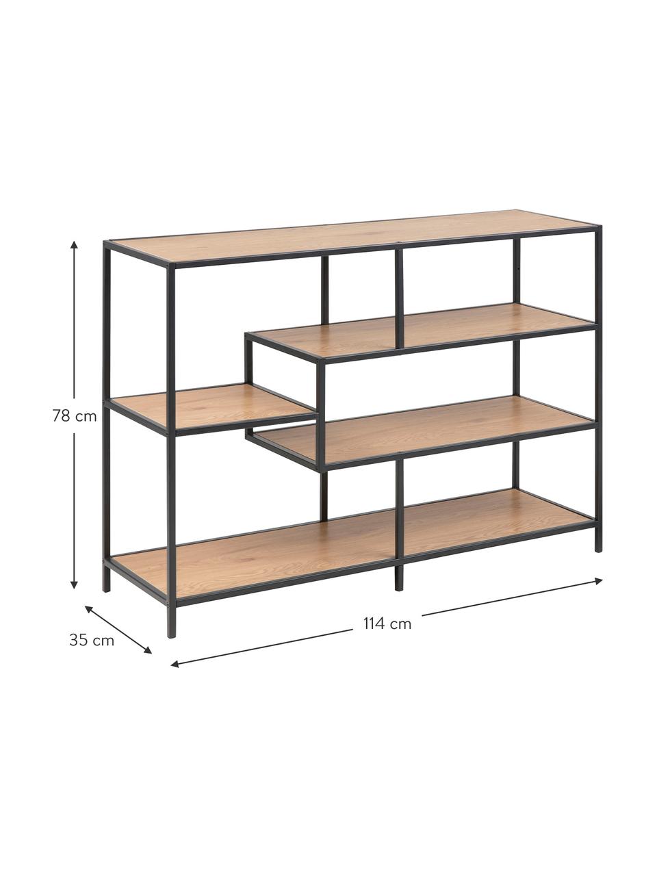 Regál s kovovým rámem Seaford, Divoký dub, Š 114 cm, V 78 cm
