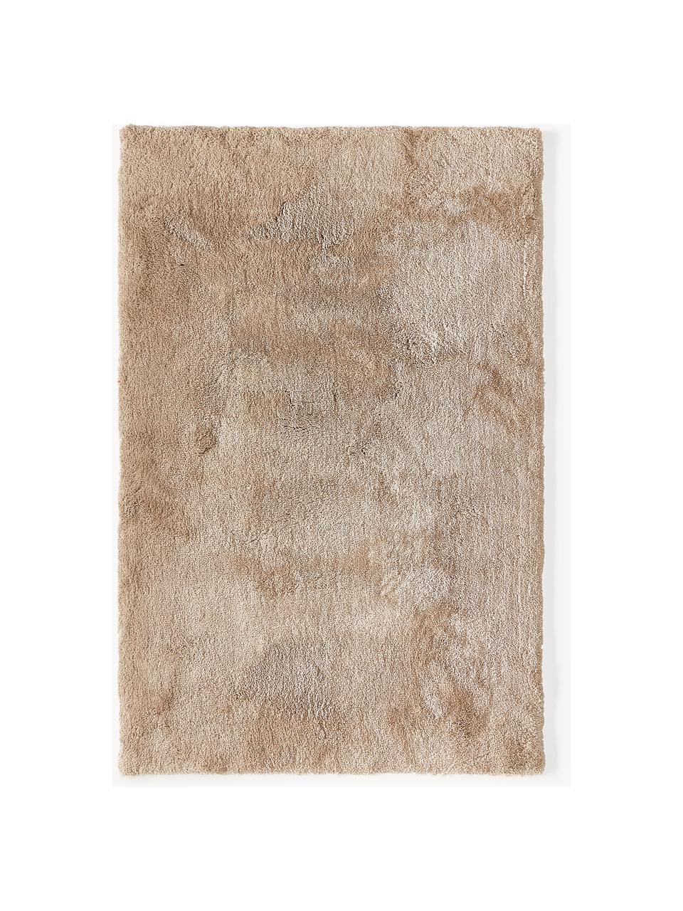Puszysty dywan z długim włosiem Leighton, Mikrofibra (100% poliester z certyfikatem GRS), Nugatowy, S 80 x D 150 cm (Rozmiar XS)