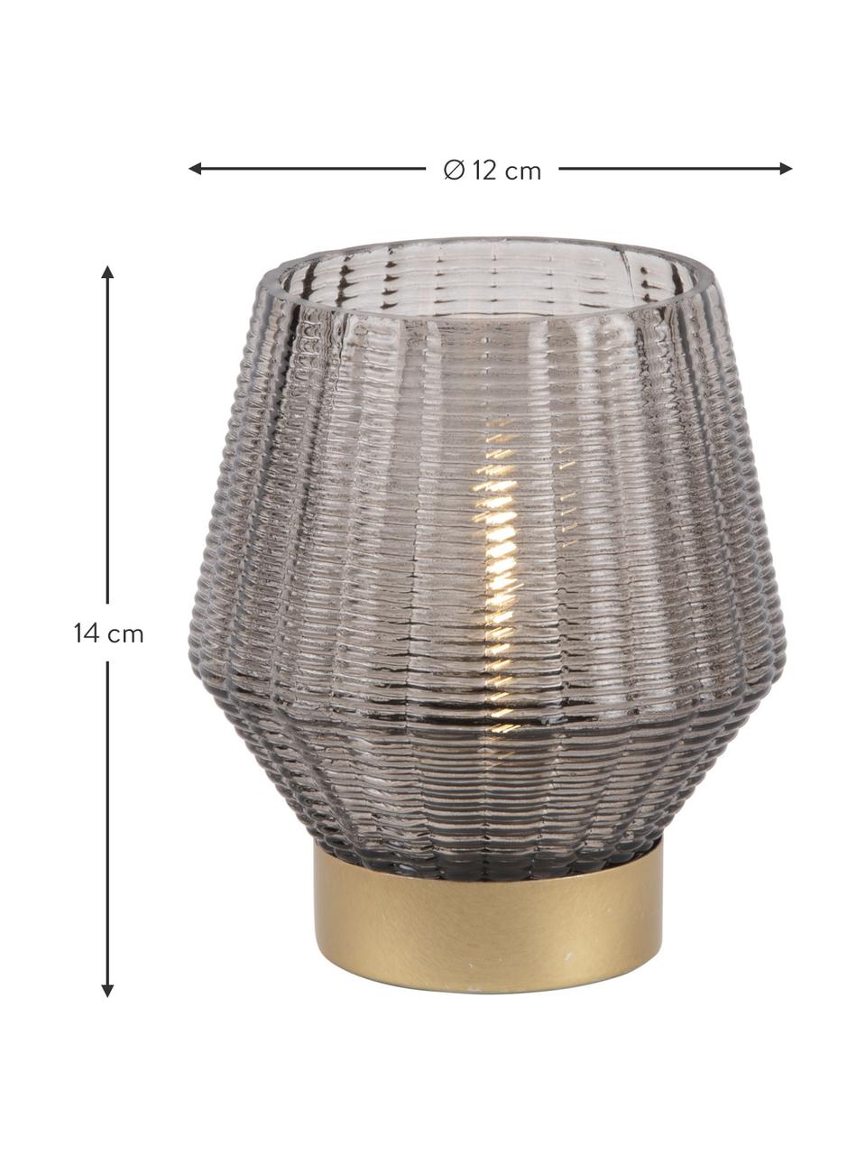 Portavelas LED Votive, Vidrio, Gris, Ø 12 x Al 14 cm