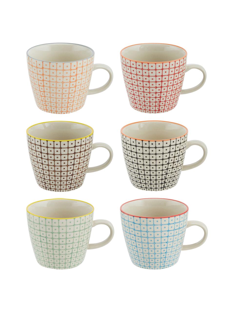 Komplet kubków Carla, 6 elem., Kamionka, Wielobarwny, Ø 10 x W 8 cm, 300 ml