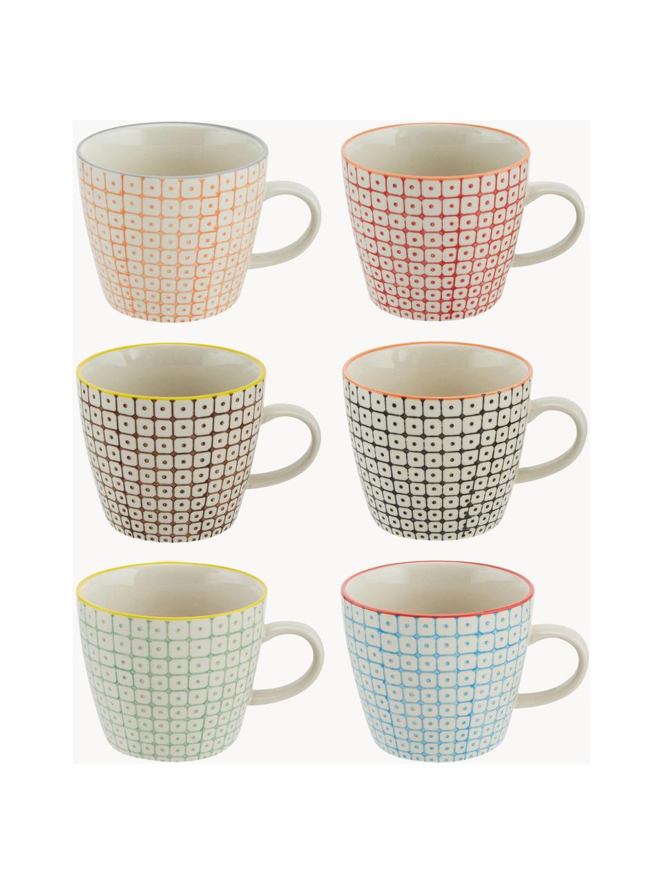 Tazas de café Carla, 6 uds., Gres, Multicolor, Ø 10 x Al 8 cm, 300 ml