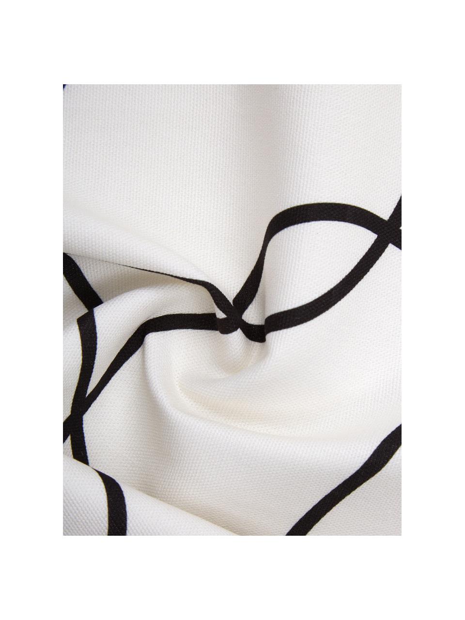 Kissenhülle Laleh mit abstraktem Print aus Bio-Baumwolle, 100% Bio-Baumwolle, GOTS-zertifiziert, Cremeweiss, Schwarz, B 45 x L 45 cm