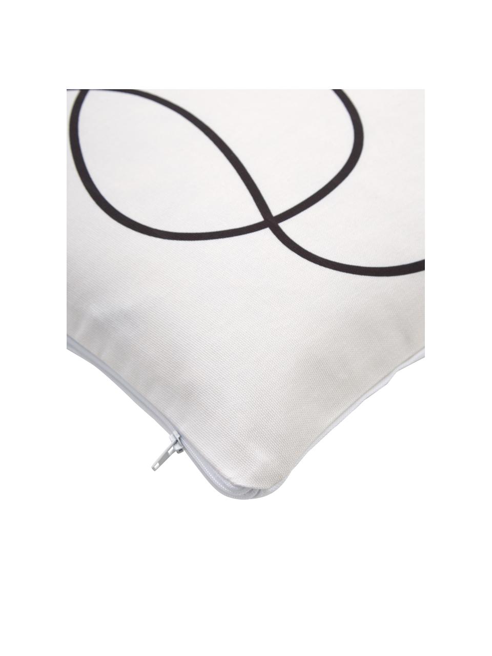 Povlak na polštář s abstraktním potiskem z organické bavlny Laleh, 100 % bavlna, s certifikátem GOTS, Bílá, černá, Š 45 cm, D 45 cm