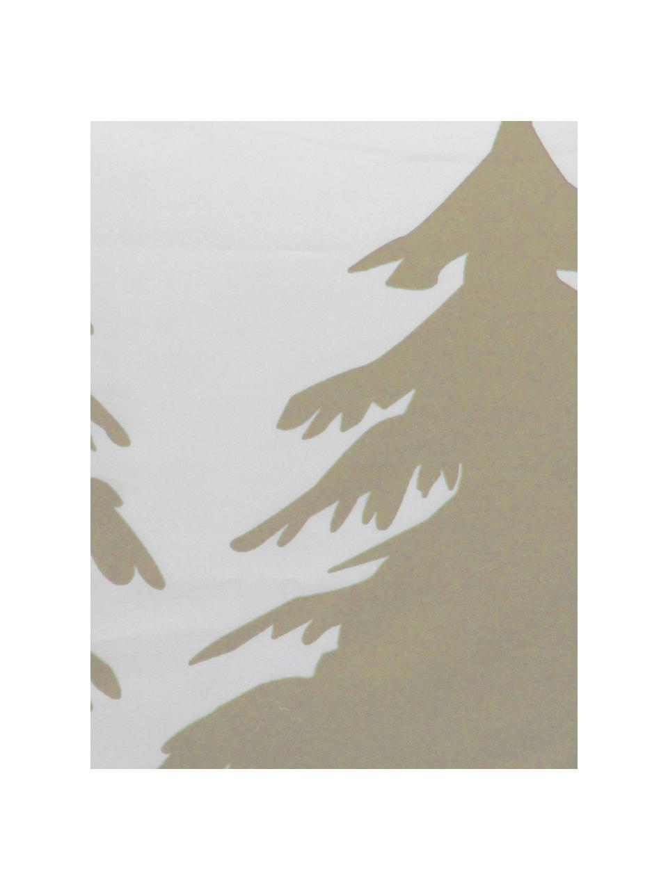 Fluwelen kussenhoes Trees met dennenbomen, Polyester fluweel, Wit, beige, 45 x 45 cm