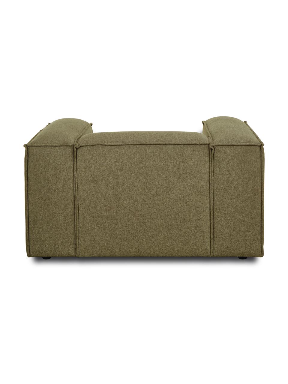 Poltrona Lennon, Rivestimento: 100% poliestere Con 15.00, Struttura: legno di pino massiccio, , Gambe: plastica, Tessuto verde oliva, Larg. 130 x Prof. 101 cm