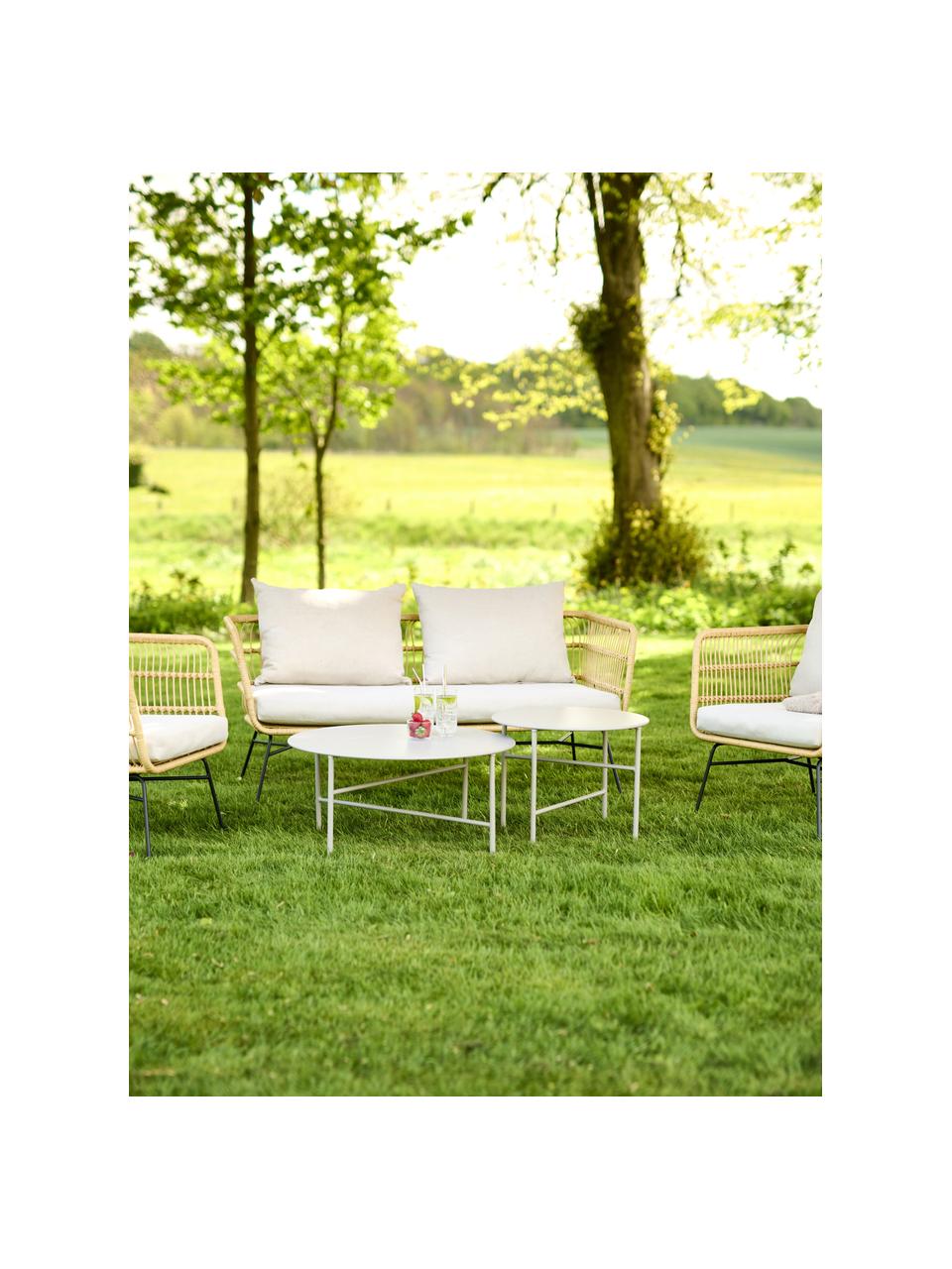 Table d'appoint de jardin en métal Vitus, Métal, enduit, Beige clair, Ø 50 x haut. 40 cm