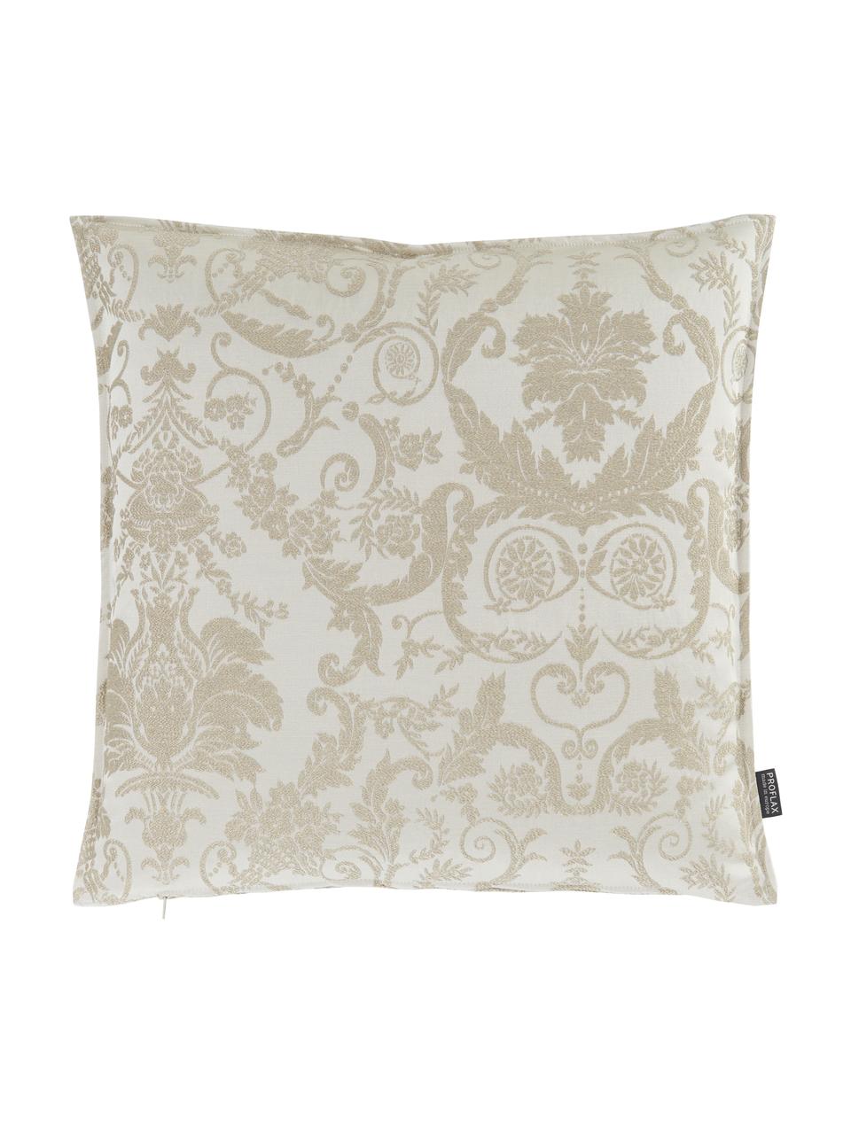 Glinsterende kussenhoes Astoria met ornament borduurwerk, 75% polyester, 25% katoen, Beige, B 50 x L 50 cm