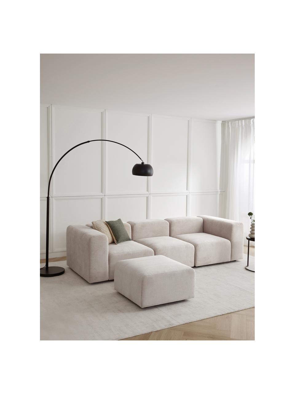 Modulares Sofa Lena (4-Sitzer) mit Hocker, Bezug: Webstoff (88% Polyester, , Gestell: Kiefernholz, Schichtholz,, Webstoff Off White, B 284 x T 181 cm