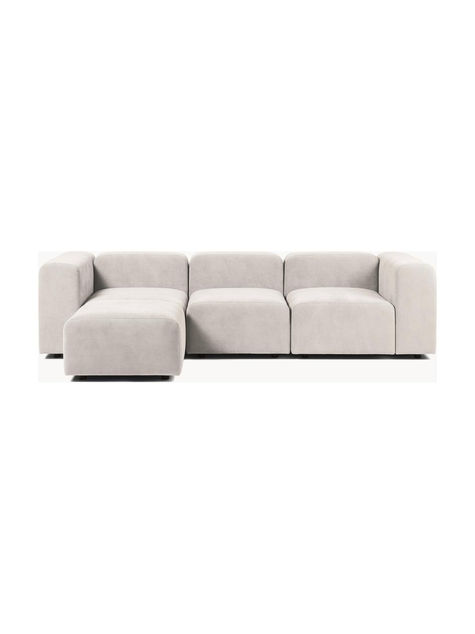 Modulares Sofa Lena (4-Sitzer) mit Hocker, Bezug: Webstoff (88% Polyester, , Gestell: Kiefernholz, Schichtholz,, Webstoff Cremeweiss, B 284 x T 181 cm