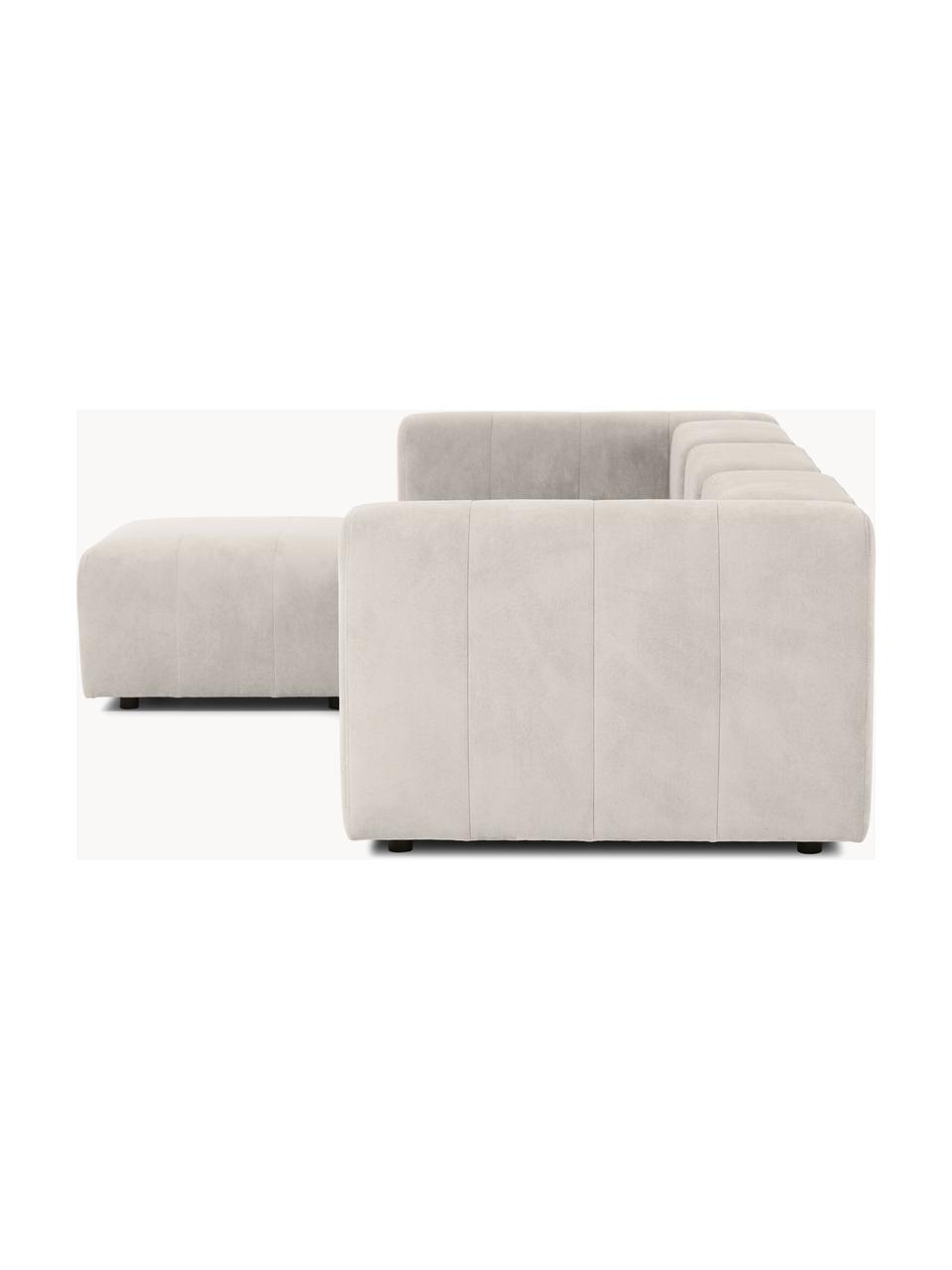 Modulares Sofa Lena (4-Sitzer) mit Hocker, Bezug: Webstoff (88% Polyester, , Gestell: Kiefernholz, Schichtholz,, Füße: Kunststoff, Webstoff Cremeweiß, B 284 x T 181 cm