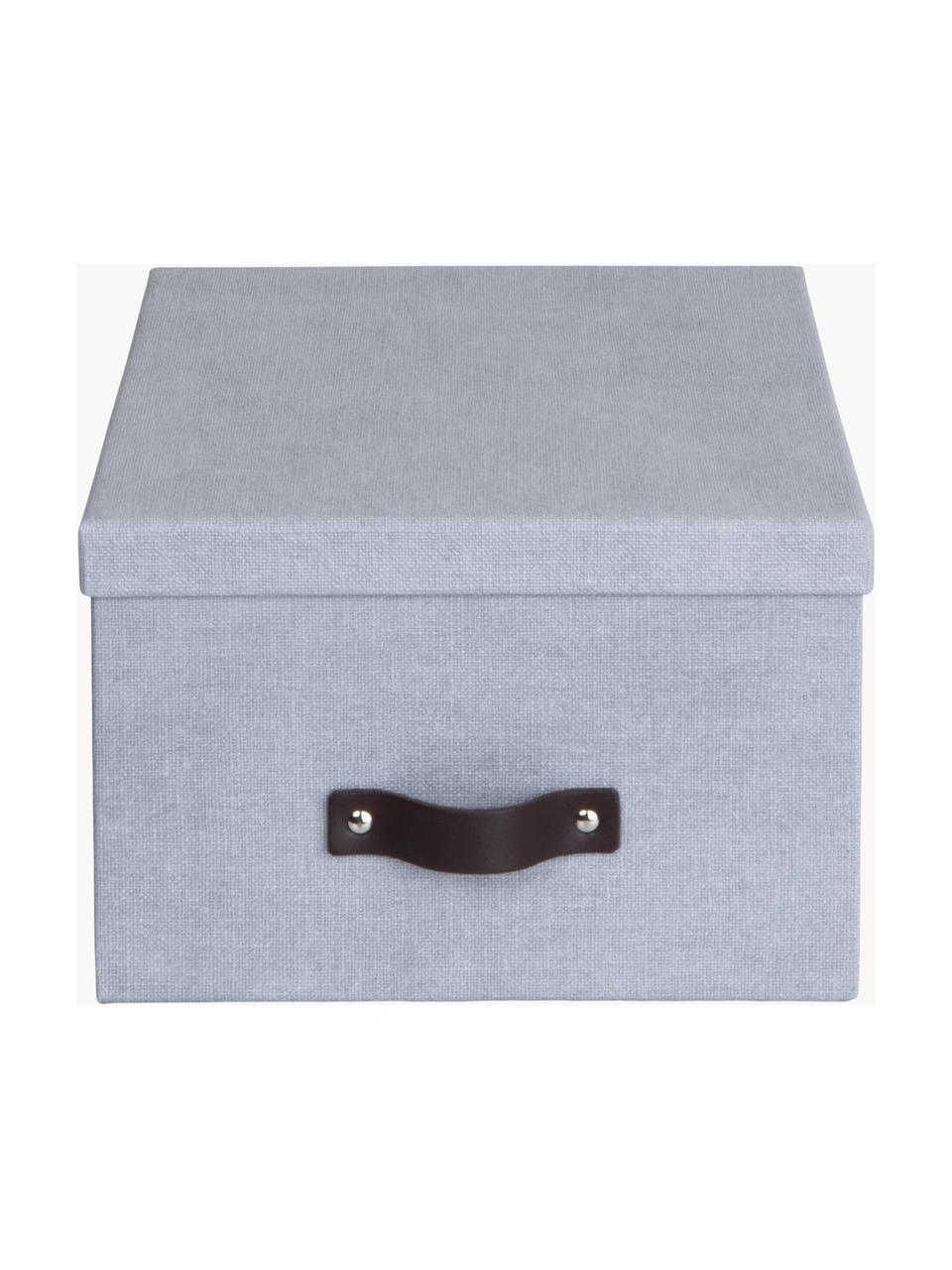 Aufbewahrungsbox Gustav, 2 Stück, Box: Canvas, fester Karton (10, Griff: Leder, Graublau, B 23 x T 30 cm