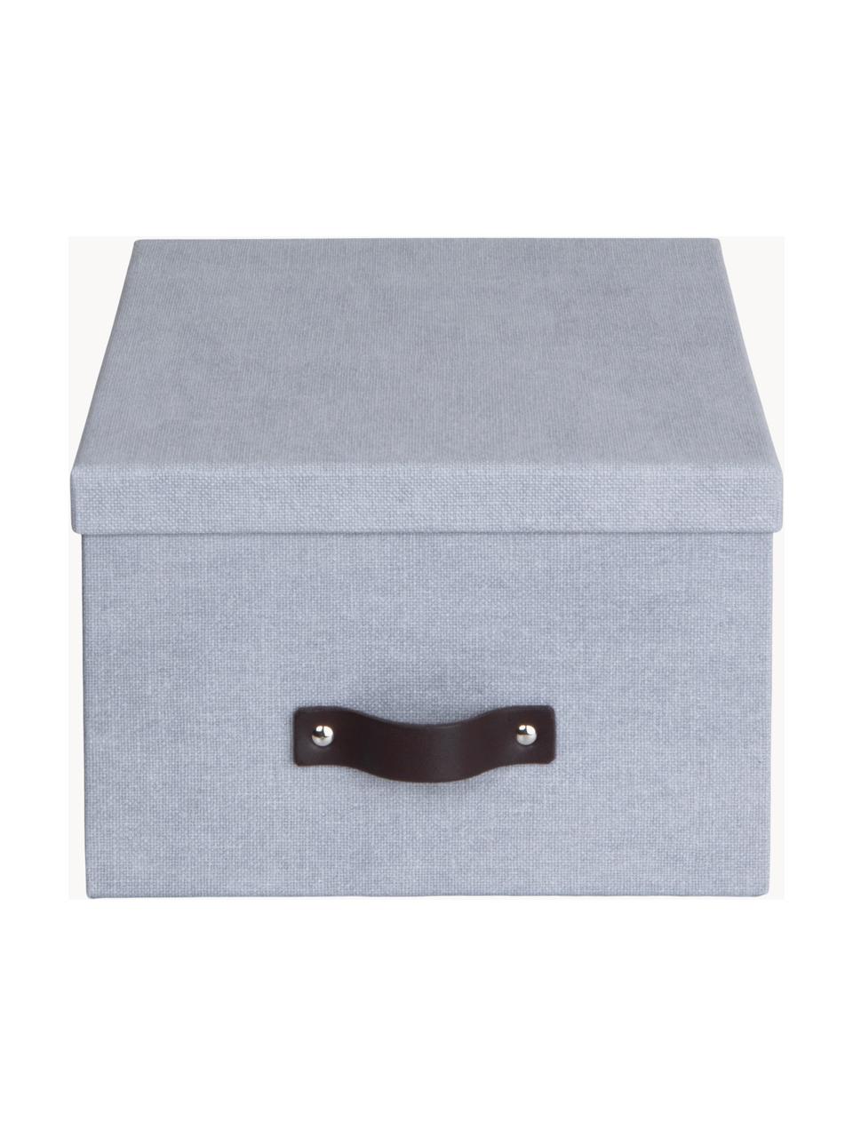 Caja Gustav, 2 uds., Caja: canvas, cartón rígido (10, Asa: cuero, Gris azulado, L 23 x An 30 cm