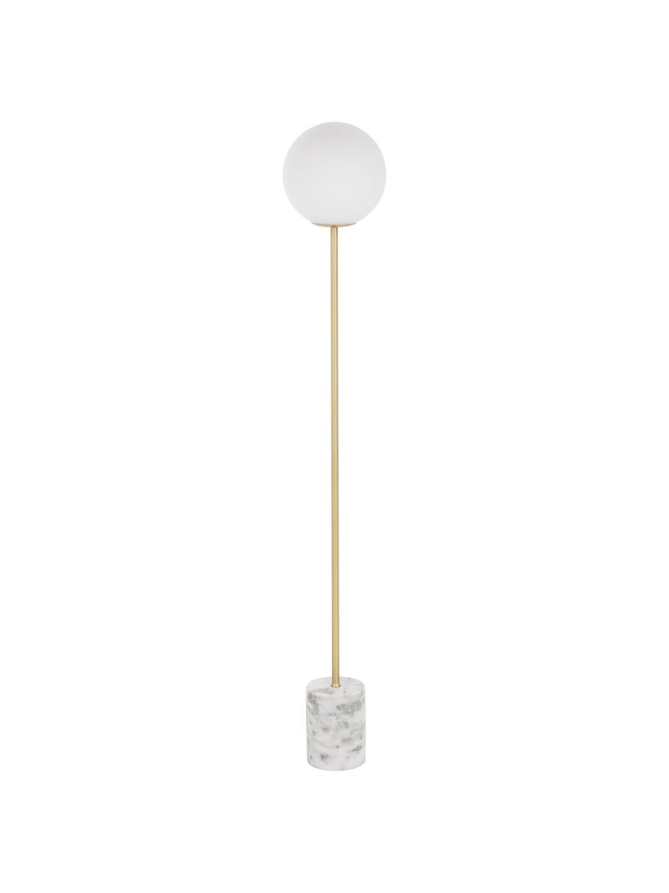 Lampadaire avec pied en marbre Cory, Blanc, laiton