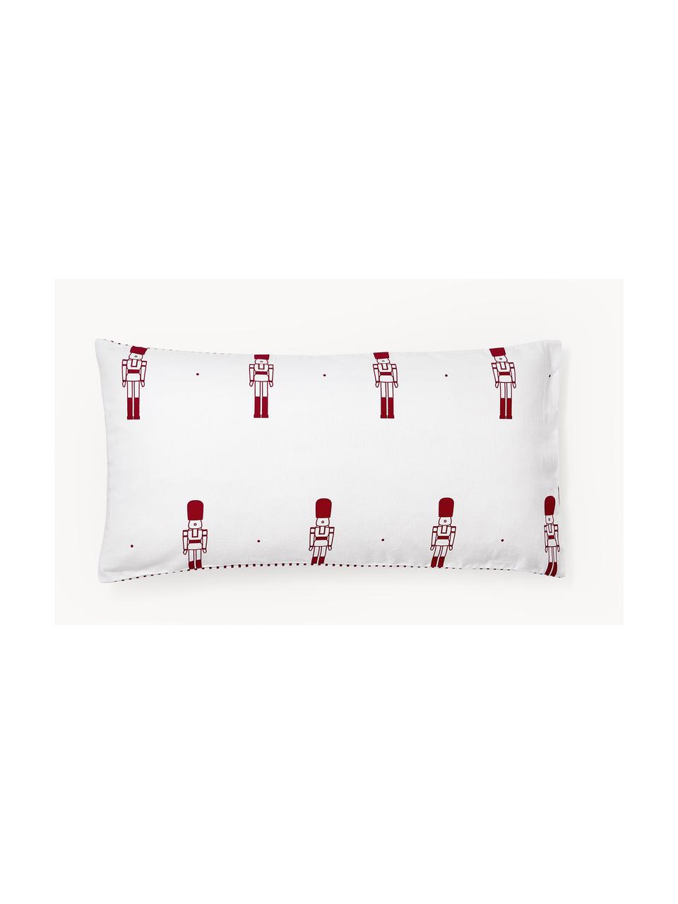 Dwustronna poszewka na poduszkę z flaneli Noan, Czerwony, biały, we wzór, S 40 x D 80 cm