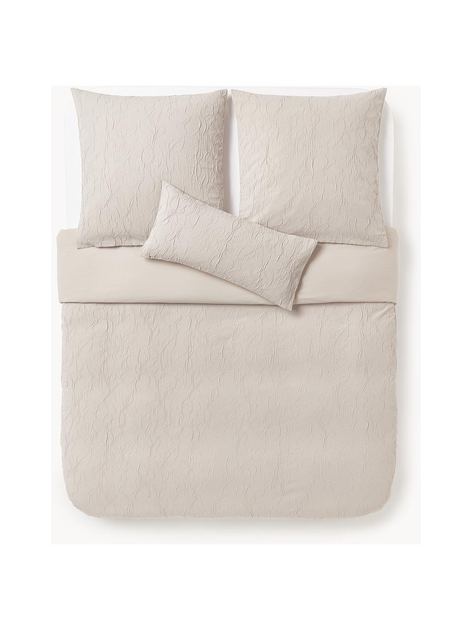 Housse de couette en percale de coton Leonora, Beige clair, larg. 200 x long. 200 cm