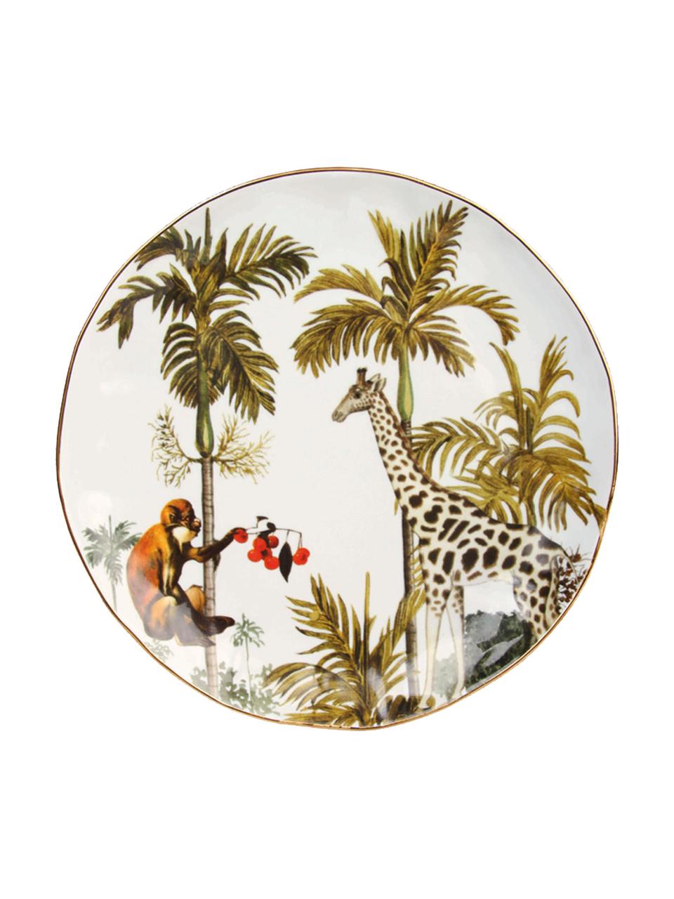 Sada snídaňových talířů s tropickým vzorem Animaux, 4 díly, Porcelán, Více barev, Ø 20 cm