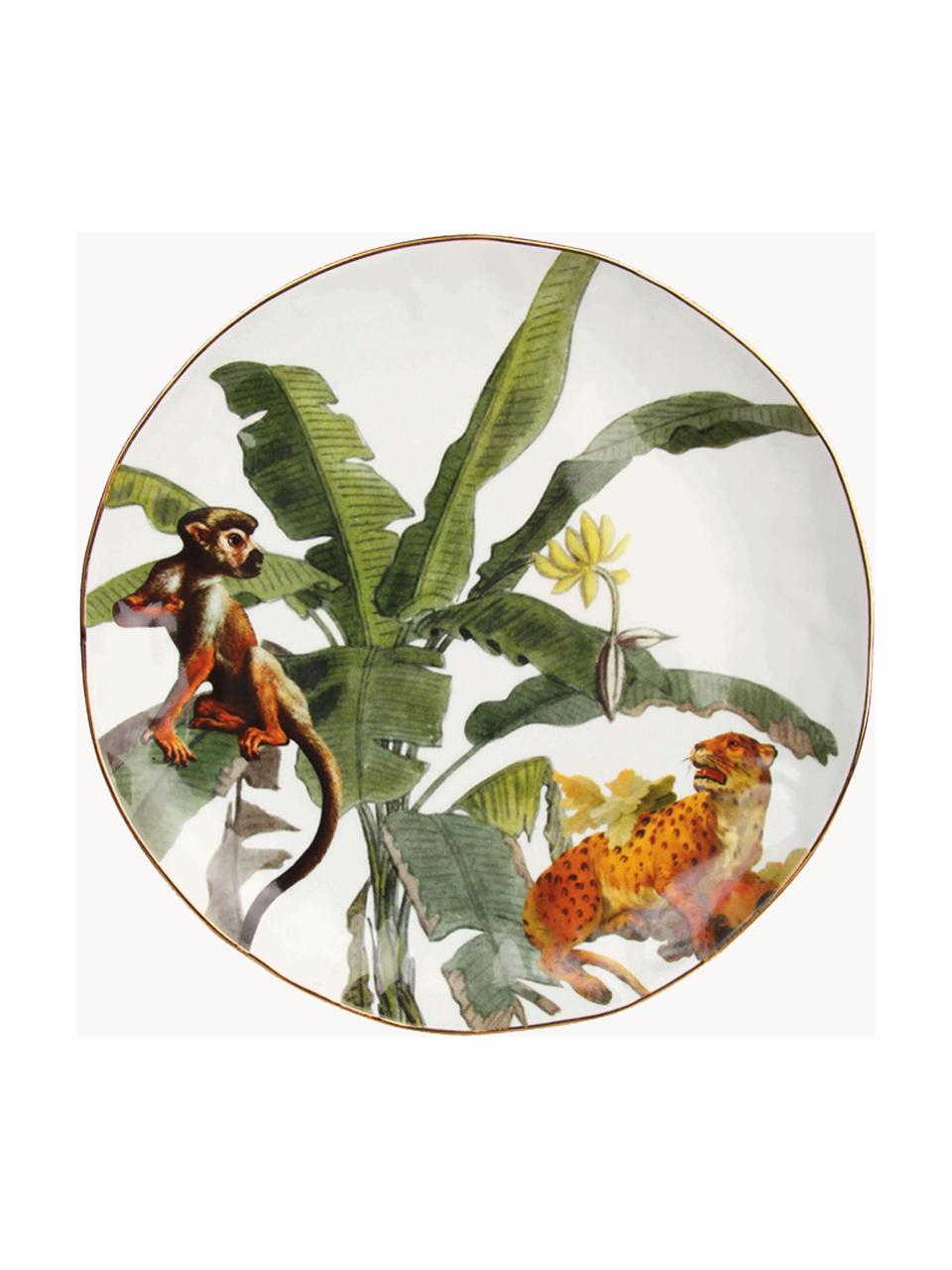 Sada snídaňových talířů s tropickým vzorem Animaux, 4 díly, Porcelán, Více barev, Ø 20 cm