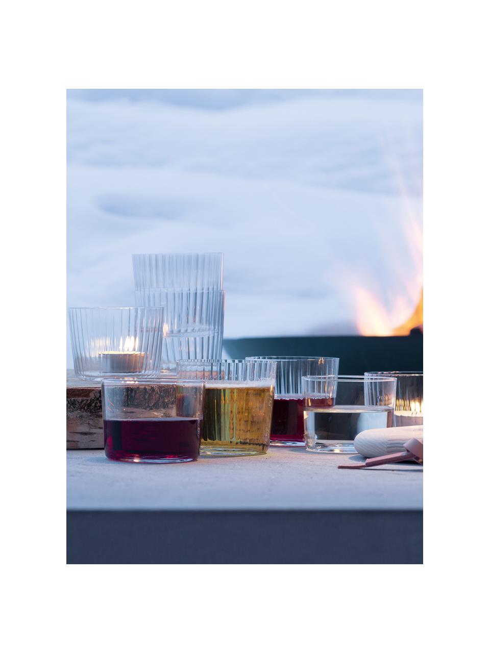 Bicchiere in vetro soffiato con rilievo scanalato Gio 4 pz, Vetro, Trasparente, Ø 8 x Alt. 7 cm, 310 ml