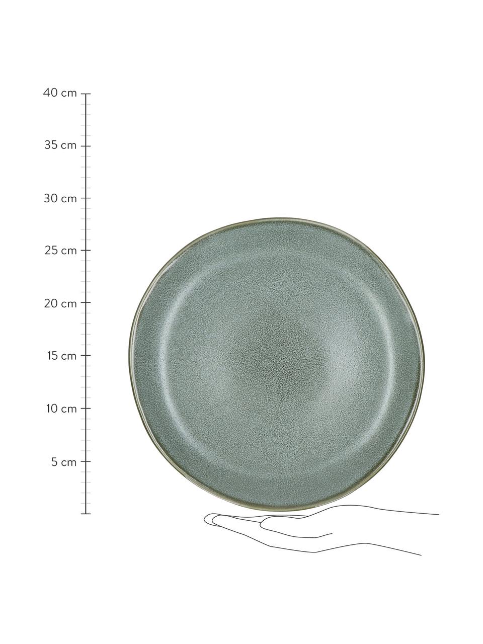 Assiette plate grès émaillé Neboa, 4 pièces, Grès cérame, Gris, bleu, Ø 27 x haut. 3 cm