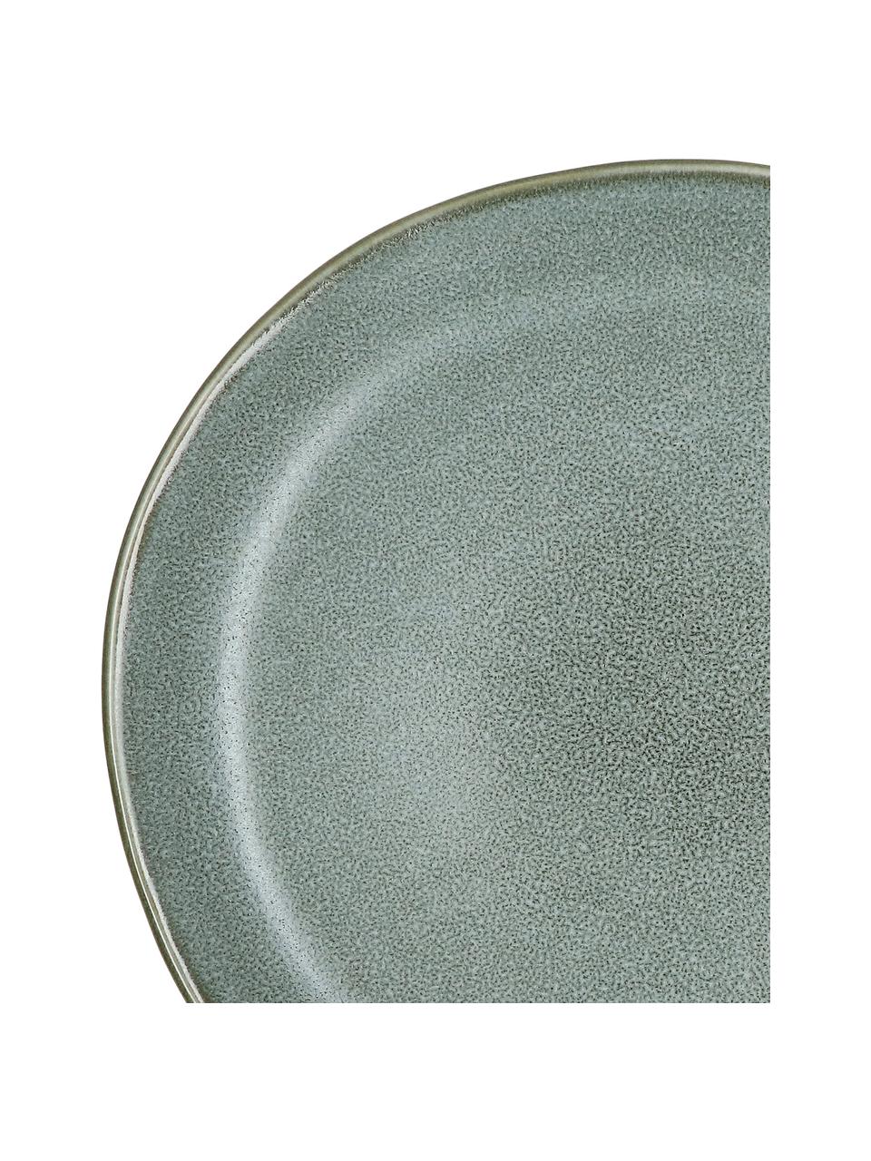 Mělké talíře z kameniny s efektní glazurou Glasur, 4 ks, Kamenina, Šedá, modrá, Ø 27 cm, V 3 cm