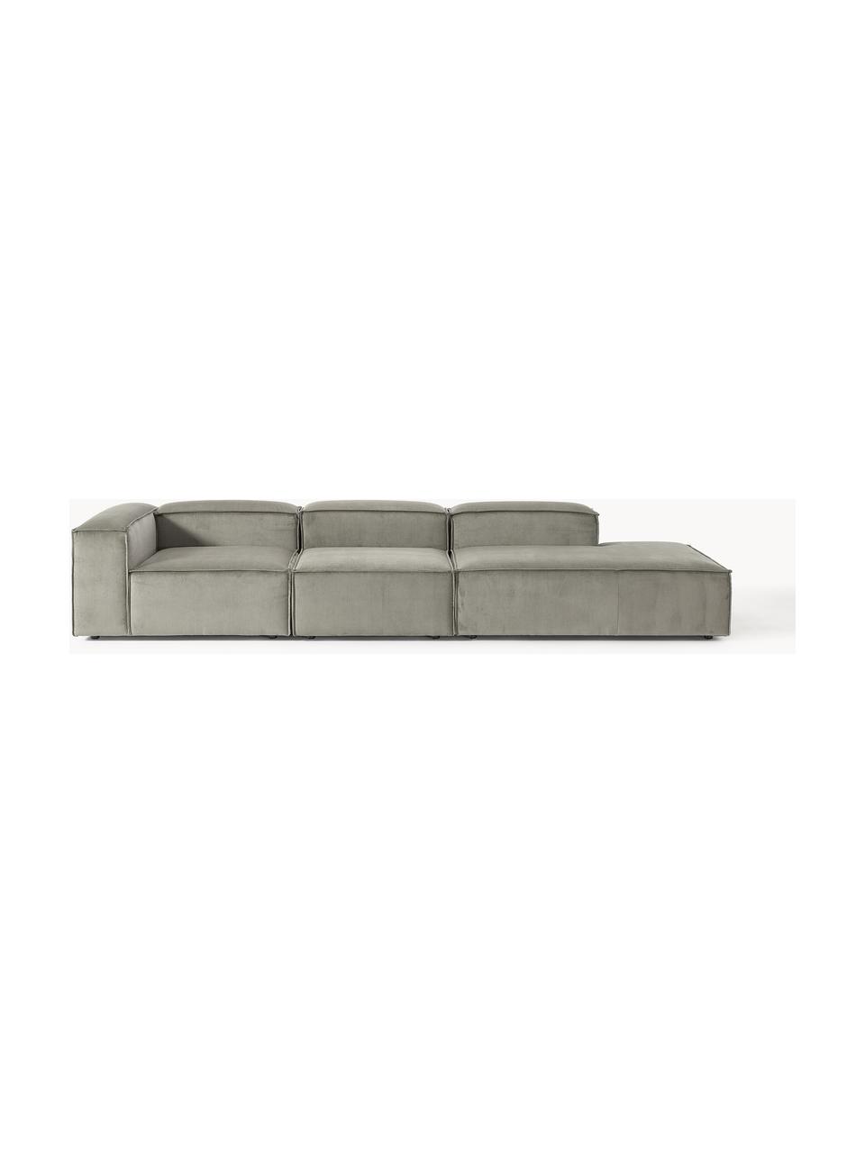 Modulaire XL chaise longue Lennon van corduroy, Bekleding: corduroy (92% polyester, , Frame: massief grenenhout, multi, Poten: kunststof De poten bevind, Corduroy grijs, B 357 x D 119 cm, armleuning links