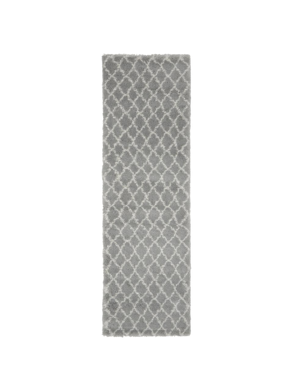 Hochflor-Läufer Mona in Grau/Creme, Flor: 100% Polypropylen, Grau, Cremeweiß, B 80 x L 250 cm