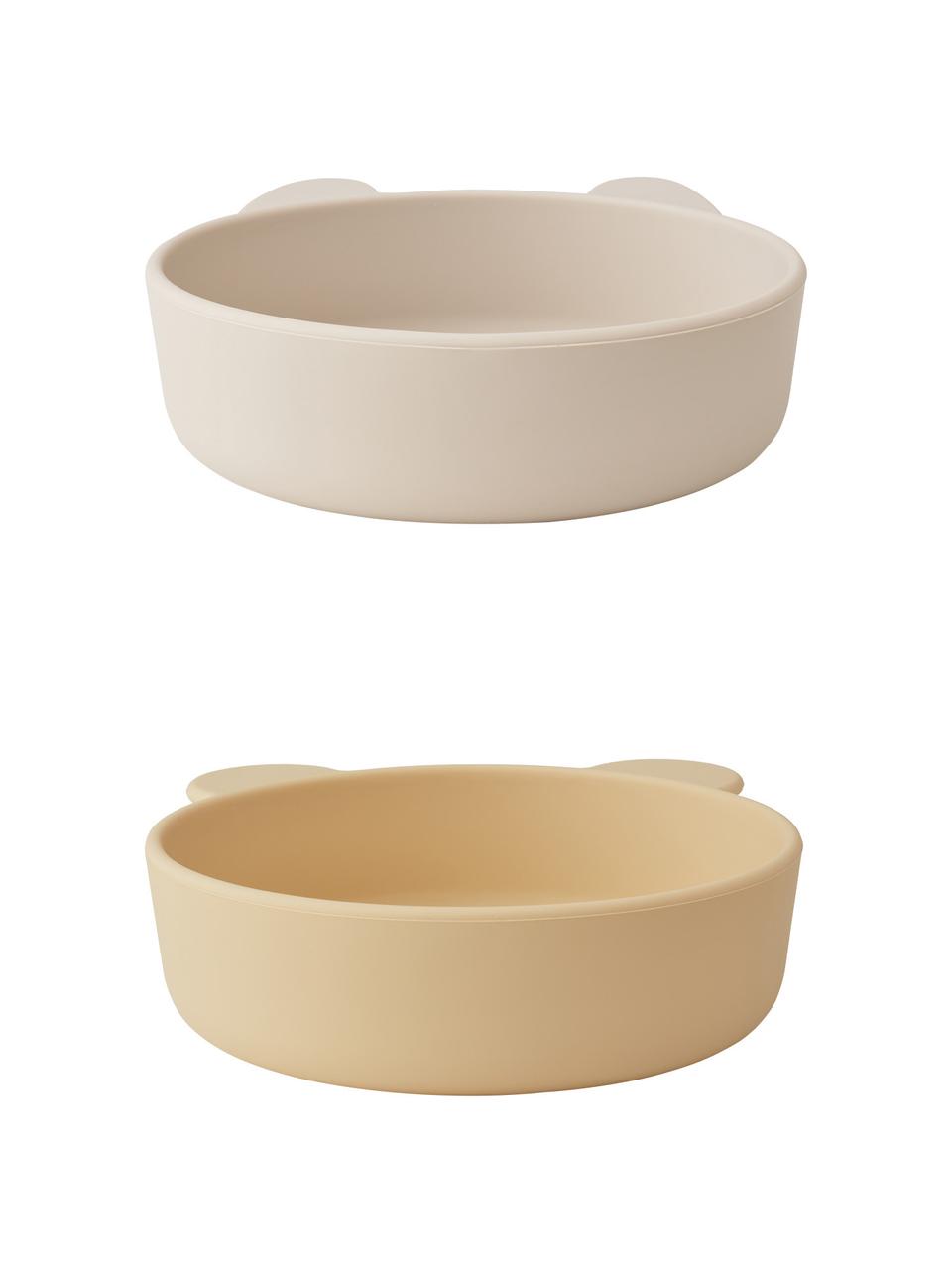 Set de cuencos Vanessa, 2 uds., 100% silicona, Amarillo, beige, Ø 15 x Al 5 cm