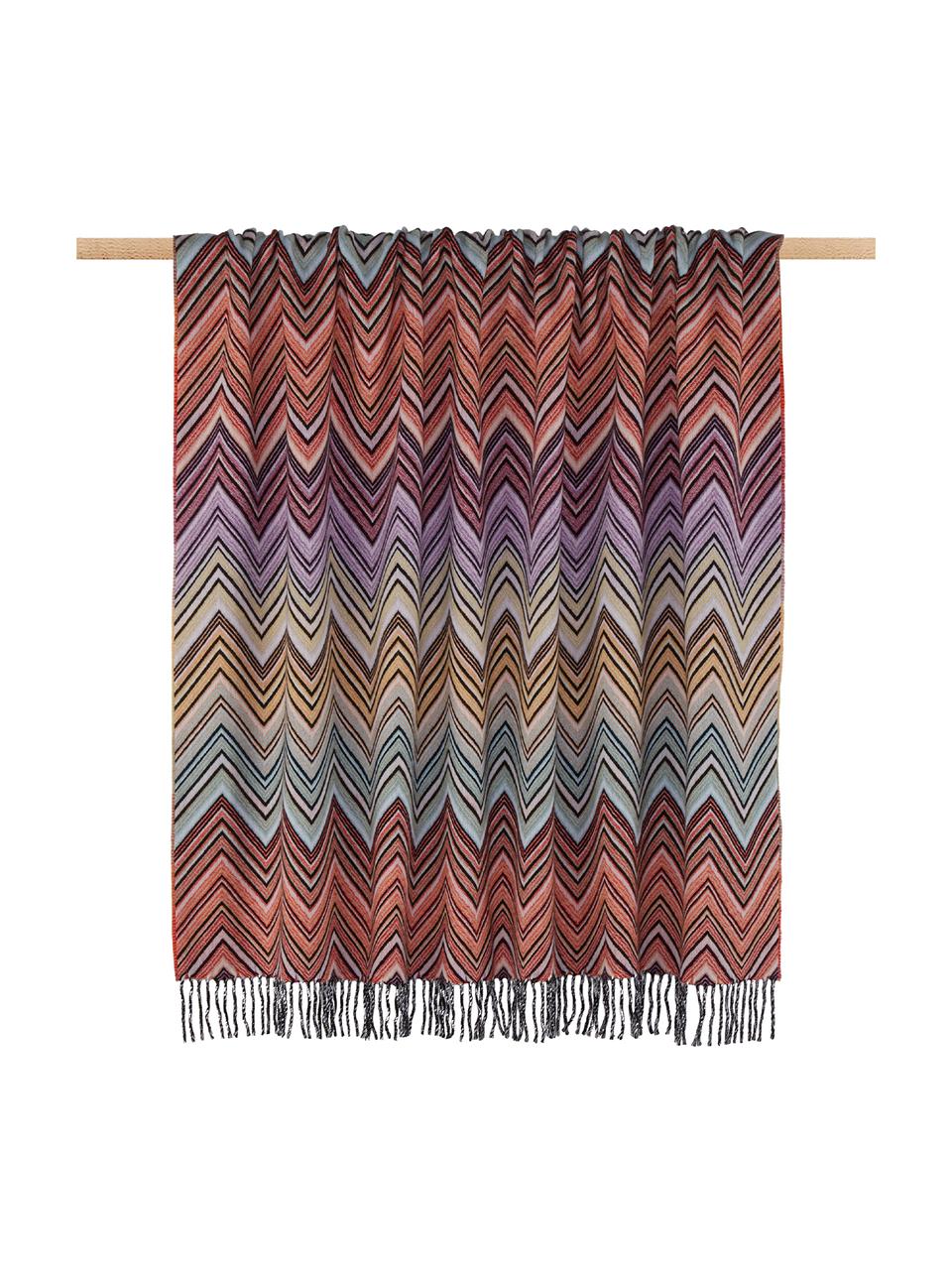 Manta de lana Perseo, 90% lana, 10% cachemir, Naranja, multicolor, An 130 x L 190 cm