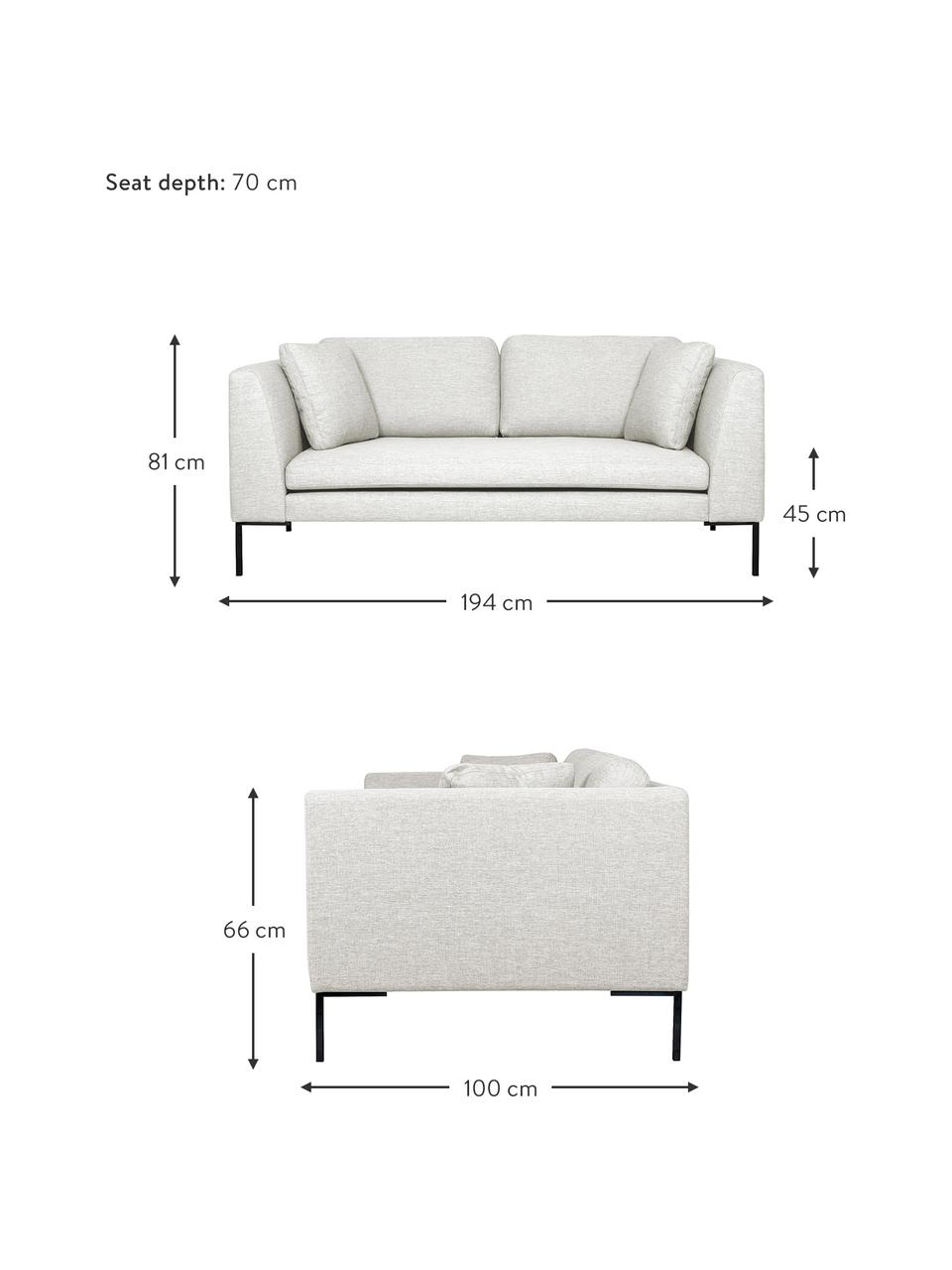 Sofá Emma (2 plazas), Tapizado: poliéster Alta resistenci, Estructura: madera de pino macizo con, Patas: metal con pintura en polv, Tejido blanco crema, An 194 x F 100 cm