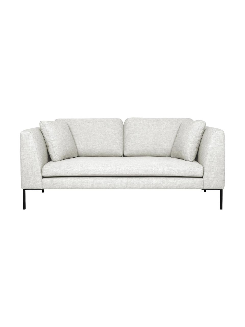 Canapé 2 places avec pieds en métal Emma, Tissu blanc crème, larg. 194 x prof. 100 cm