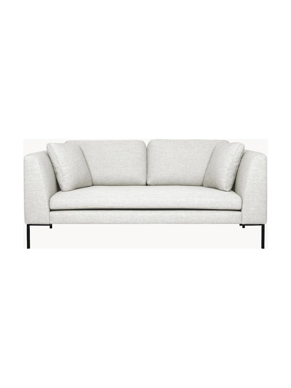 Divano 3 posti con piedini in metallo Emma, Rivestimento: poliestere 100.000 cicli , Struttura: legno di pino massiccio c, Piedini: metallo laccato a polvere, Tessuto bianco latte, Larg. 194 x Prof. 100 cm