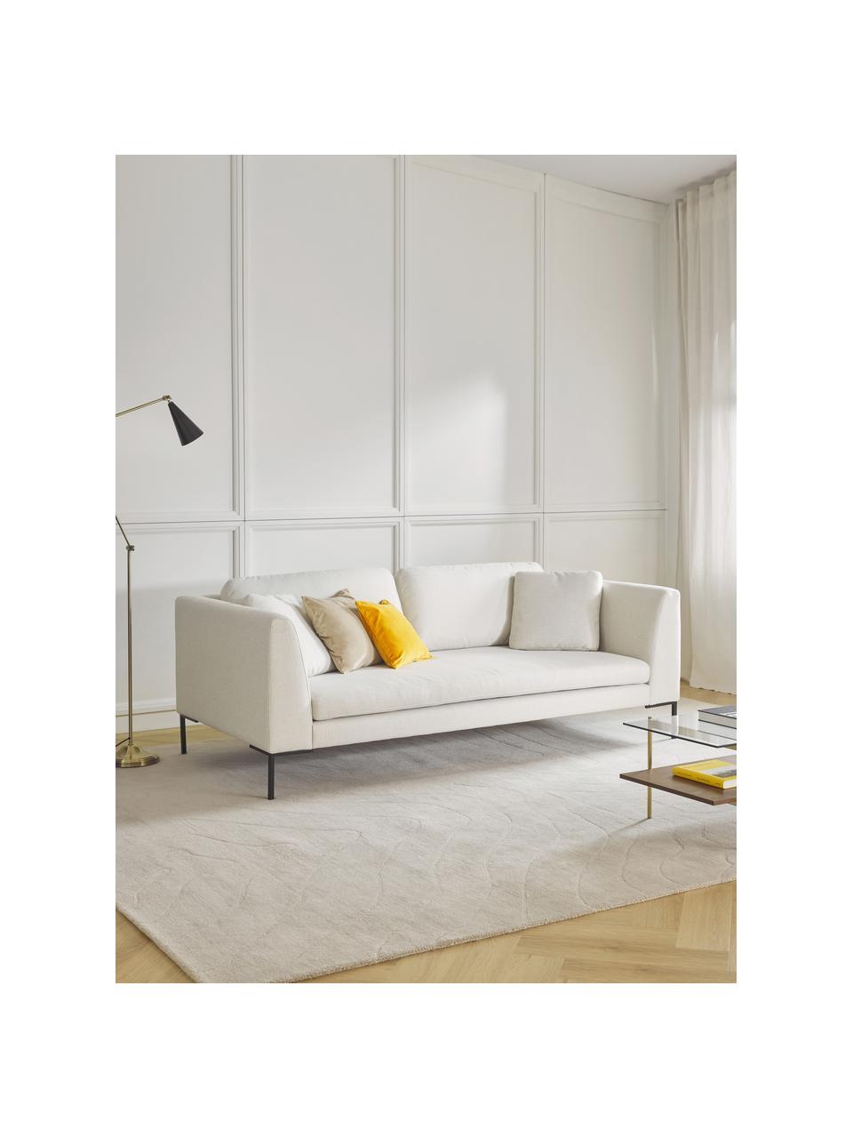 Sofa Emma (3-Sitzer) mit Metall-Füßen, Bezug: Polyester 100.000 Scheuer, Gestell: Massives Kiefernholz, Bir, Füße: Metall, pulverbeschichtet, Webstoff Off White, B 194 x T 100 cm