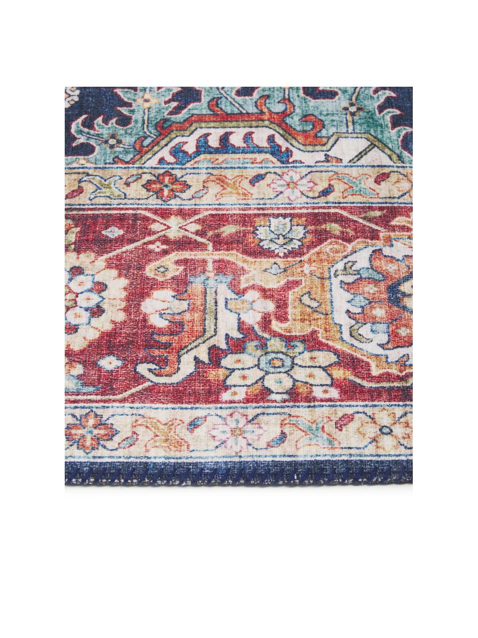 Tapis Sylla, 100 % polyester, Bleu, rouge, Larg. 80 x long. 150 cm (taille XS)