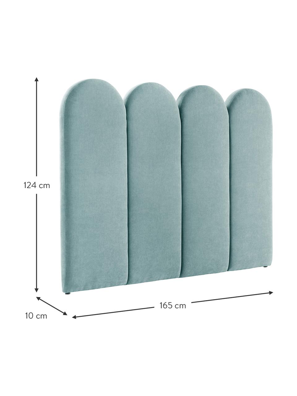 Tête de lit en chenille matelassé Miami, Tissu turquoise, larg. 125 x haut. 124 cm