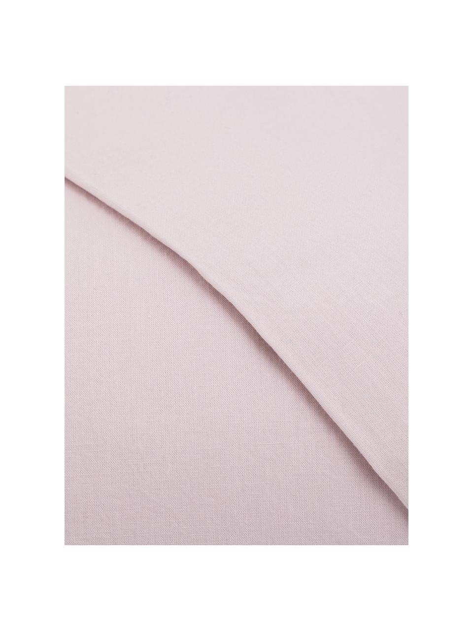 Parure copripiumino in cotone effetto stone washed Velle, Tessuto: cotone ranforce, Fronte e retro: rosa chiaro, 155 x 200 cm + 1 federa 50 x 80 cm