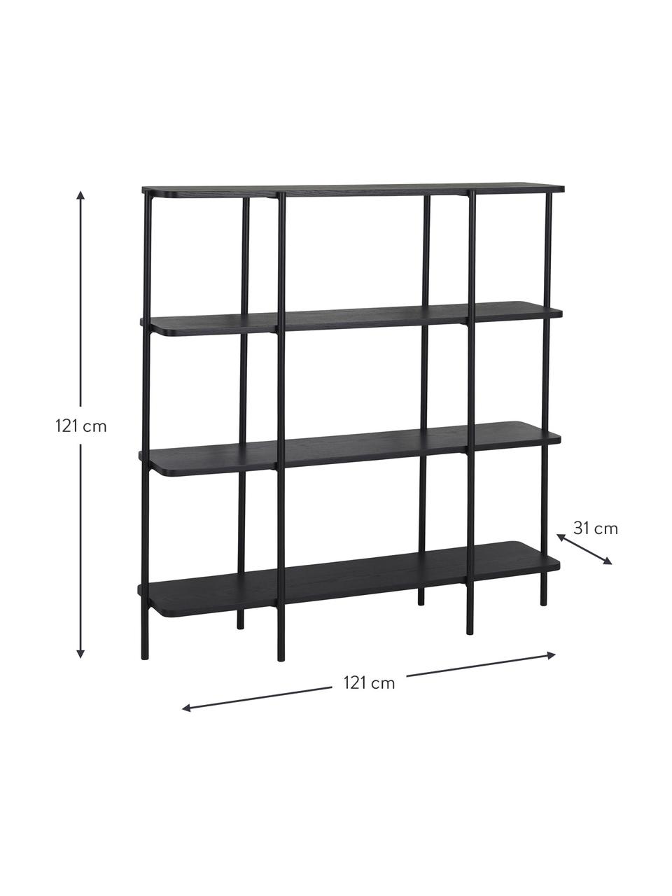 Estantería de madera y metal Lyllo, Estantes: tablero de fibras de dens, Estructura: metal con pintura en polv, Madera, An 121 x Al 121 cm