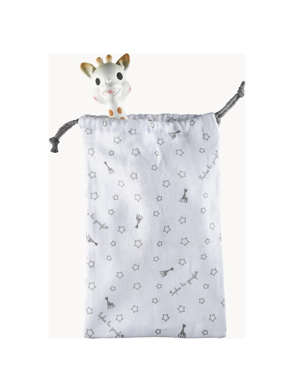 Jouet dans une sacoche en tissu Sophie la girafe, 2 élém., Blanc, bois, Lot de différentes tailles