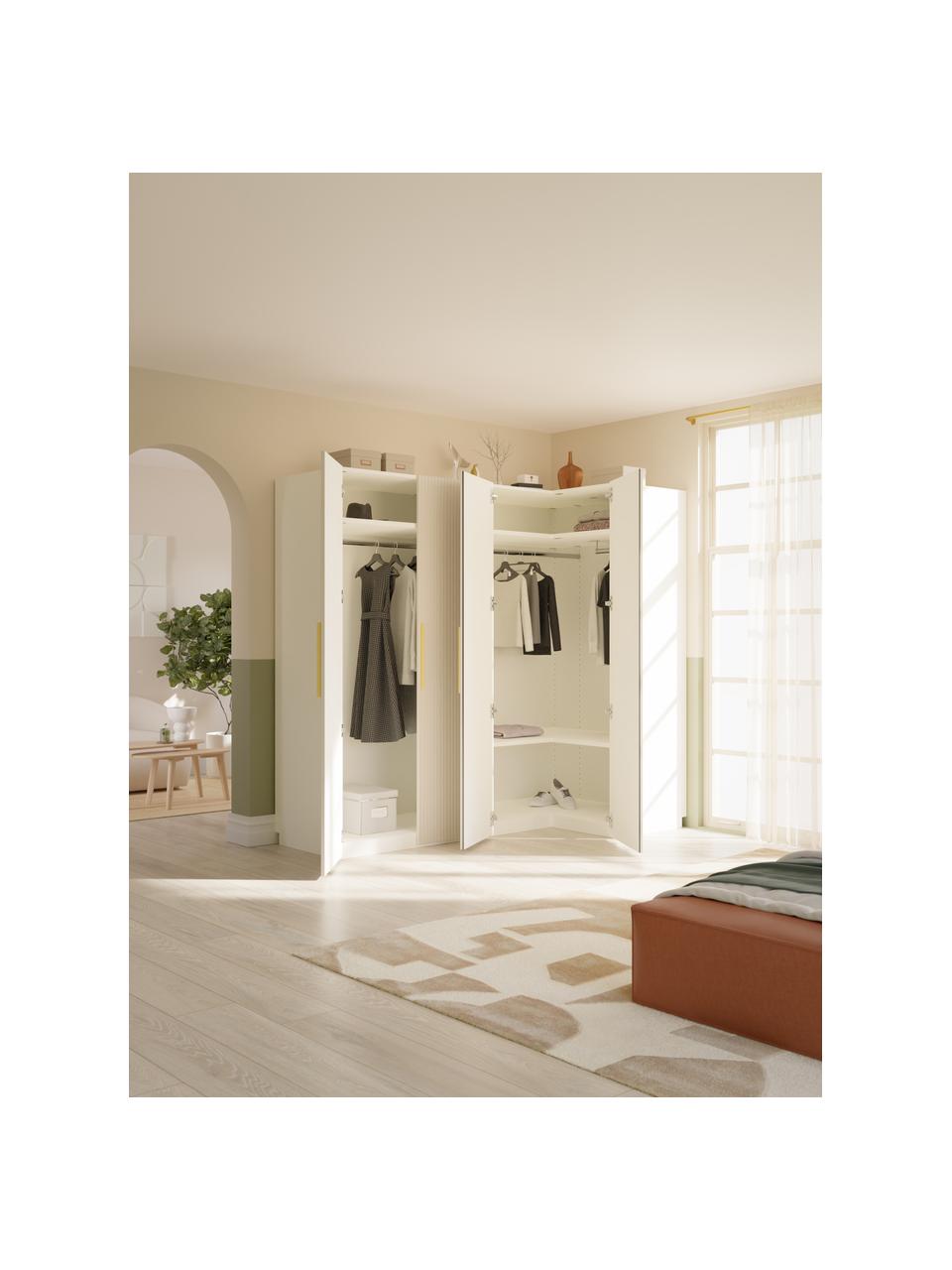 Modulární rohová šatní skříň Simone, Š 215 cm, více variant, Dřevo, béžová, Vnitřní část Basic, Š 215 cm x V 200 cm, s rohovým modulem