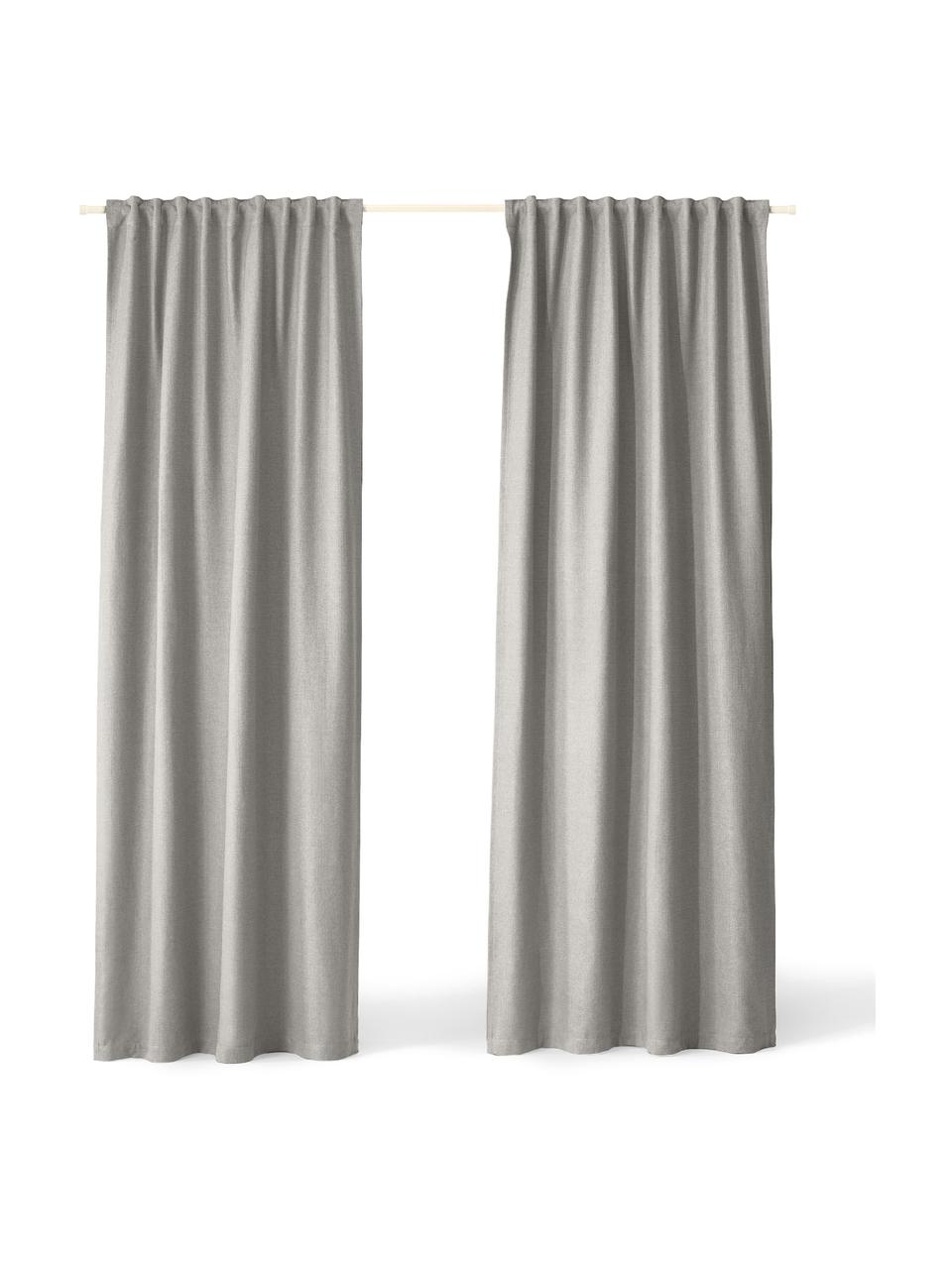 Zasłona nieprzezroczysta Jensen, 2 szt., 95% poliester, 5% nylon, Jasny szary, S 130 x D 260 cm