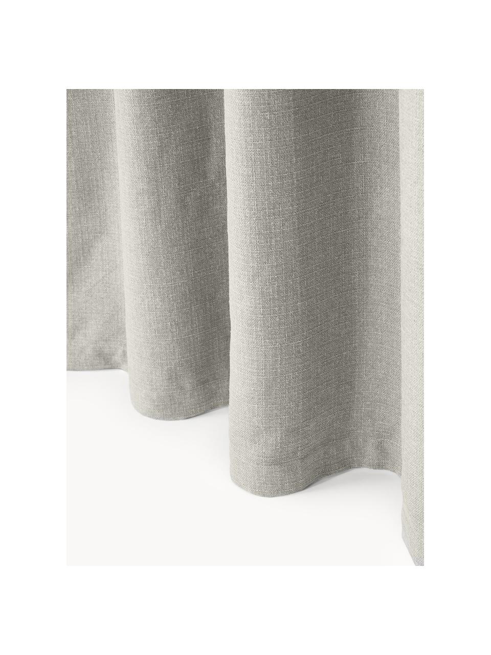 Rideaux opaques avec ruflette multiple Jensen, 2 pièces, 95 % polyester, 5 % nylon, Gris clair, larg. 130 x long. 260 cm