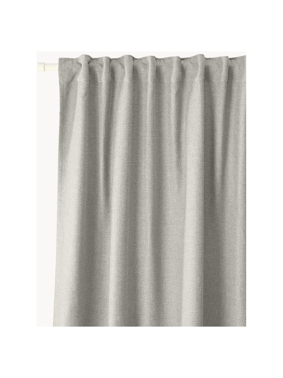 Ondoorzichtig gordijn Jensen met multiband, 2 stuks, 95% polyester, 5% nylon, Lichtgrijs, B 130 x L 260 cm