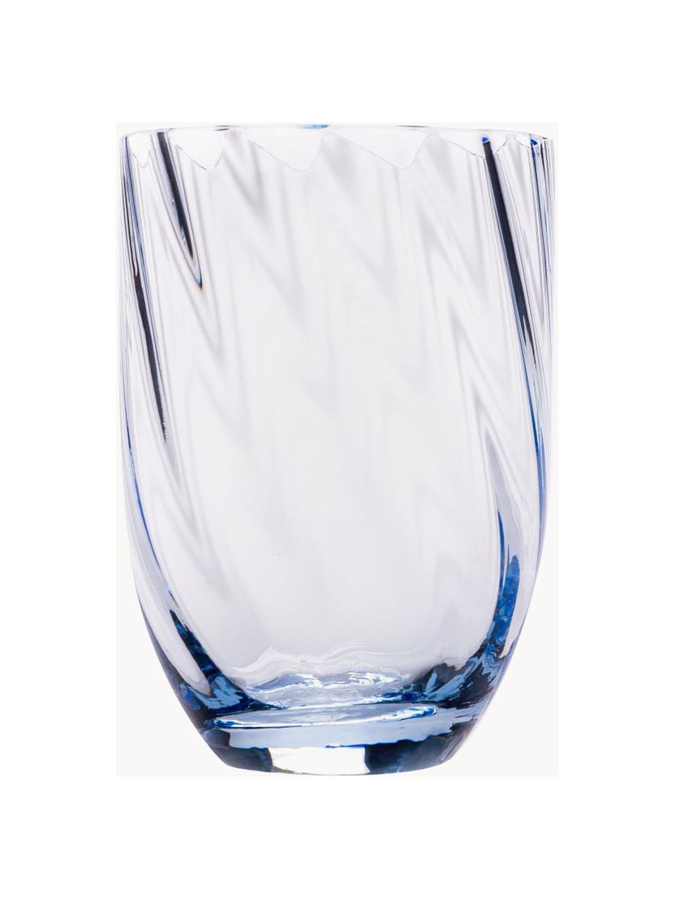 Set de vasos artesanales Swirl, 6 uds., Vidrio, Azul claro, Ø 7 x Al 10 cm, 250 ml