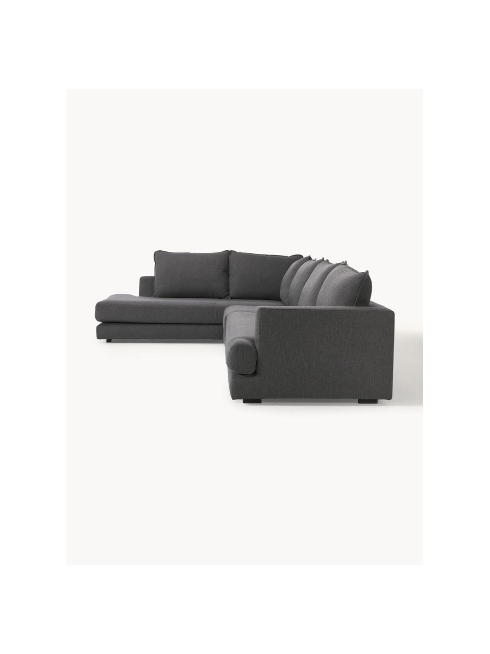 Sofa narożna XL Tribeca, Tapicerka: 100% poliester Dzięki tka, Stelaż: lite drewno sosnowe z cer, Nogi: lite drewno sosnowe z cer, Antracytowa tkanina, S 405 x G 228 cm, lewostronna