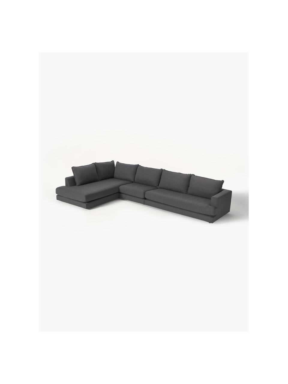 Sofa narożna XL Tribeca, Tapicerka: 100% poliester Dzięki tka, Stelaż: lite drewno sosnowe z cer, Nogi: lite drewno sosnowe z cer, Antracytowa tkanina, S 405 x G 228 cm, lewostronna