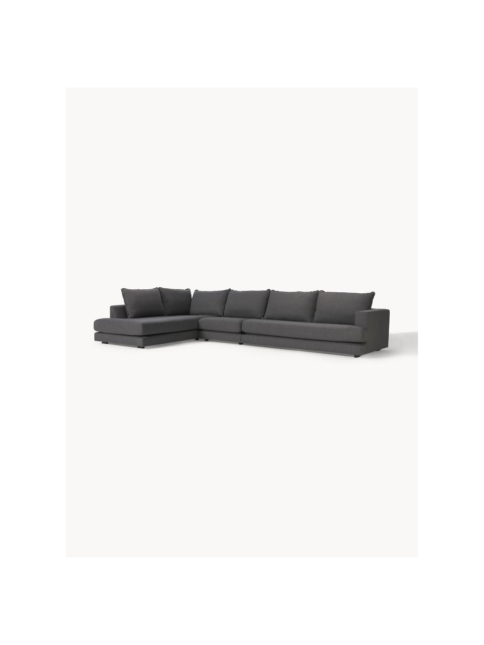 Sofa narożna XL Tribeca, Tapicerka: 100% poliester Dzięki tka, Stelaż: lite drewno sosnowe z cer, Nogi: lite drewno sosnowe z cer, Antracytowa tkanina, S 405 x G 228 cm, lewostronna