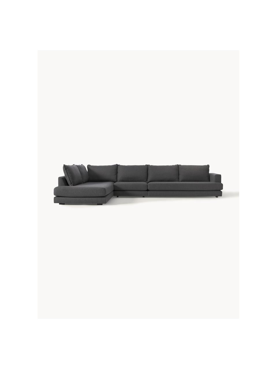 Sofa narożna XL Tribeca, Tapicerka: 100% poliester Dzięki tka, Stelaż: lite drewno sosnowe z cer, Nogi: lite drewno sosnowe z cer, Antracytowa tkanina, S 405 x G 228 cm, lewostronna